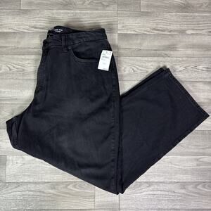 Good American Good '90s Mid Rise Baggy Jeans Straight Leg Black Wash sz 16